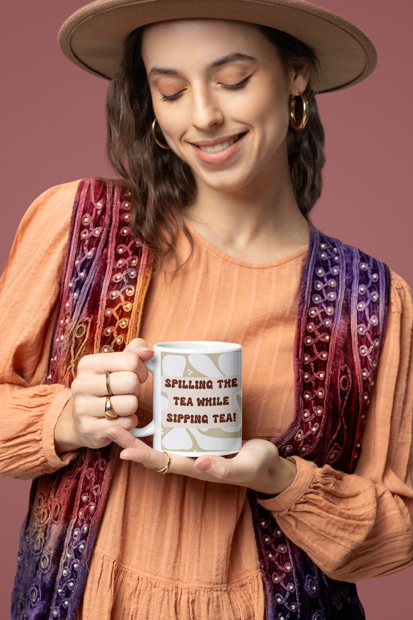 Funny Coffee Mug, (11oz, 15oz) Spilling The Tea While Sipping Tea!